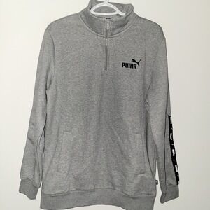 NWT Puma Essentials Half Zip Pullover Men's Size Medium Heather Gray Pockets
